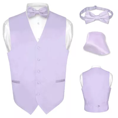 Men's Dress Vest BOWTie Hanky LAVENDER PURPLE Bow Tie Set For Suit Or Tuxedo • $24.95