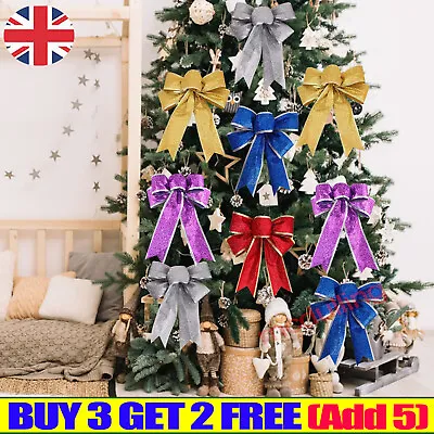 Christmas Tree Hanging Decoration Large Bows Year Party Decoration Handmade Gift • £2.99