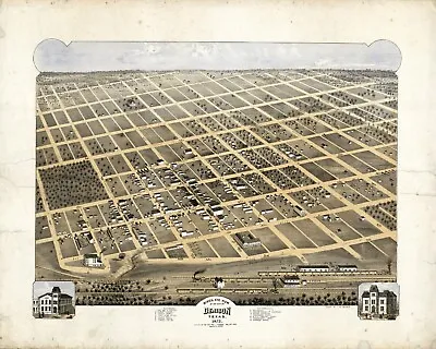$16.22 • Buy Denison, Texas, Bird's Eye View Map 1873- New Reproduction Of Old Antique Print