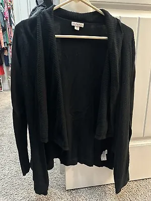 Ladies Merona Black Cardigan Sweater Small Long Sleeve Drape Front • $2.49