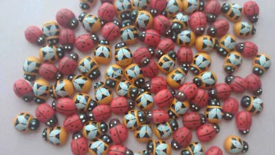 102550100 MIXED Tiny Wooden Ladybird/bug With Bees Embellishment • £2.15