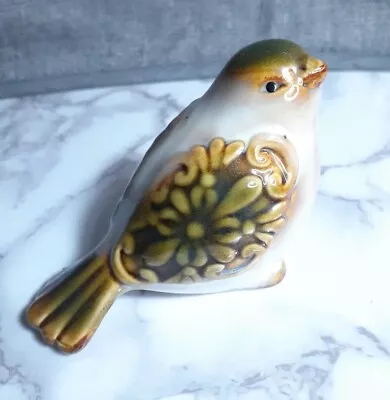 VINTAGE Porcelain/Pottery Decorative Bird Raised Floral Patterned Wings 4.25  L • $9.99