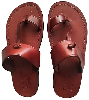 Brown Leather Roman Jesus Sandals Strap Handmade UK 4-15 EU 36-50 Model 10 • £50.39