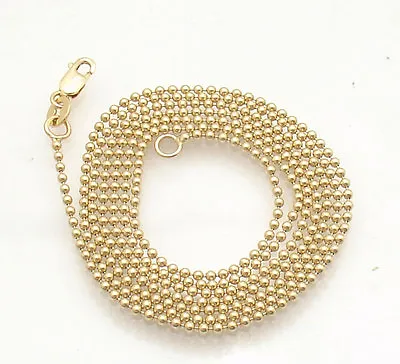 1.5mm All Shiny Round Bead Ball Chain Necklace REAL Solid 14K Yellow Gold  • $420.50