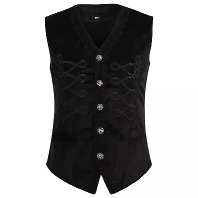 Gothic Steampunk Victorian Cosplay Waistcoat Mens Brocade Tailored Formal • £23.99