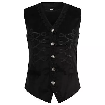 Tailored Formal Gothic Steampunk Victorian Cosplay Waistcoat Mens Brocade • £23.99