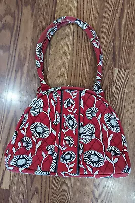 Vera Bradley Alice Kisslock Purse Double Straps Red Black White Deco Daisy Euc • $18