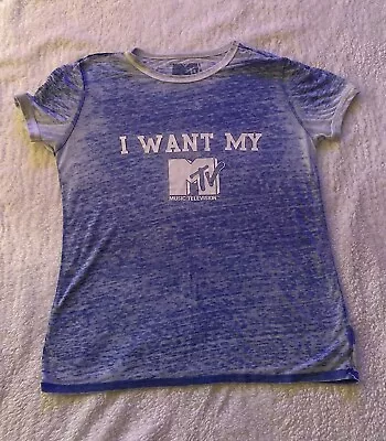I Want My MTV Men's Short Sleeve Classic Logo T-Shirt Blue • $9.99