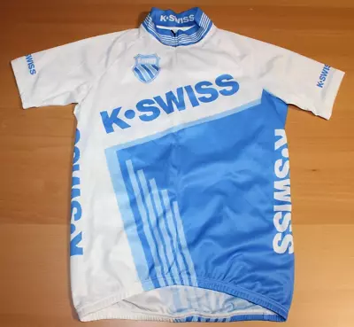 Womens K-Swiss Cycling Biking Jersey Top Shirt Medium Blue White 3 Back Pockets • $45