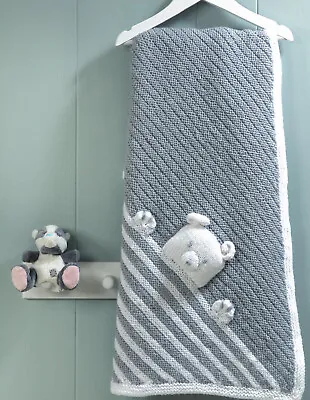 Knitting Pattern Copy 2490.  Teddy Bear Feature Baby Blanket.  27 X 27   DK • £2.89