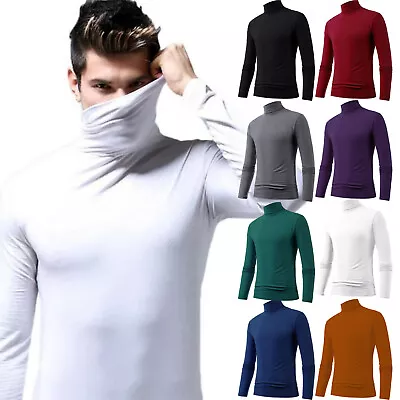 Men Slim Fit Soft Turtleneck Long Sleeve Pullover Lightweight T Shirt Basic Tops • $20.79