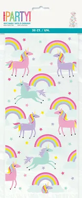 $5.30 • Buy Rainbow Unicorn Party 20 X Cello Birthday Plastic Loot Lolly Treat Favour Bags 