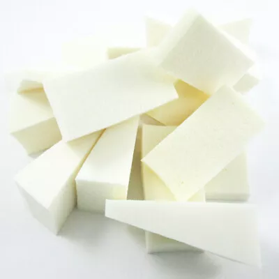 32 Makeup Cosmetic Wedge Triangle Facial Sponge Applicator White Foam Wedges ! • $7.49