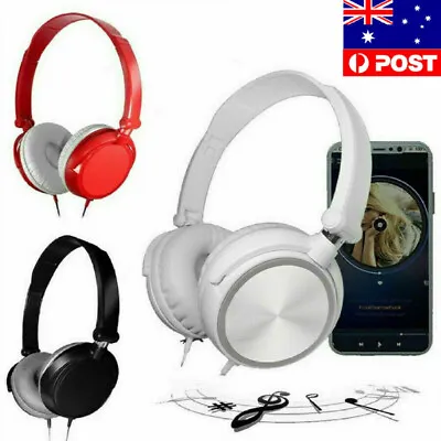 $12.89 • Buy 3.5mm Wired Headphones W/ Mic Noise Cancelling Over Ear Stereo Earphone DJ Bass