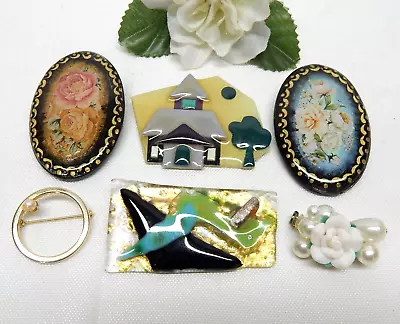 Vintage To Now Fashion Jewelry Brooch Lot - Assorted Themes & Materials • $6.99