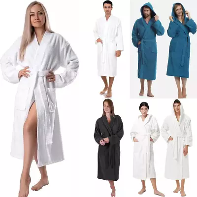 Mens & Ladies Bathrobe 100%Cotton Terry Towelling Dressing Gown Womens Bath Robe • £15.99