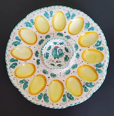 Vintage 1970 Deruta Deviled Egg Dish Italian Hand Painted Majolica Ceramic ... • $80.95