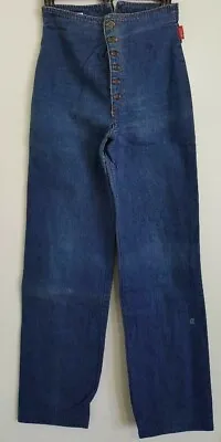 Vintage 1970's Chemin De Fer High Rise 6 Button Women's 25  Waist Denim Jeans • $229.95