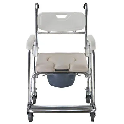 US Medical Shower Commode Wheelchair Toilet&Bedside Transport Chair Padded Seat  • $164.49