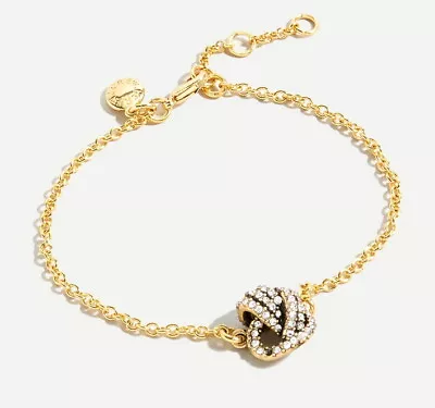 J. Crew Sparkle Knot Bracelet Gold-Tone Chain With Pave Crystal AS481 7-8  NEW • $20