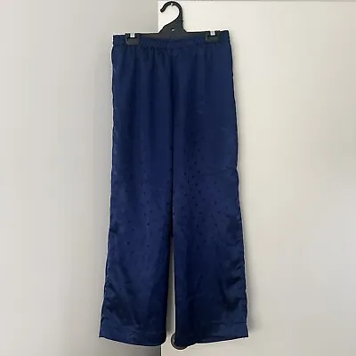 Davenport Vintage 90s Dark Blue Polka Dot Satin Pyjama Pants Size S • $29.95