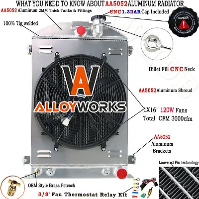 4 Row Radiator+Shroud 16''Fan For 1931-1933 Ford MODEL A Hot Rod Chevy V8 Engine • $309