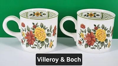 LOT Of 2 CUPS Coffee Tea VILLEROY & BOCH Summer Day Floral Germany Quality! SEE • $14.95