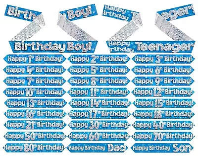 Birthday Party 9ft Holographic Foil Banner Boy Decorations Celebration Balloons • £2.48