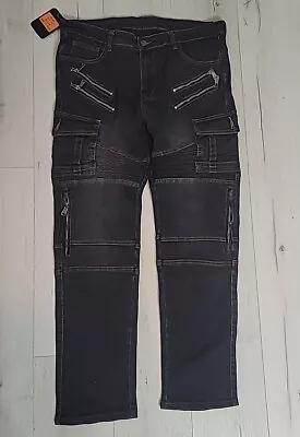 VOLERO Motorcycle Cargo Jeans Motocross Riding XL / 2XL Blk Zipper Pockets • $49.99