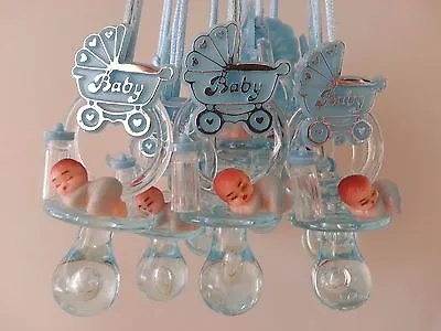12 Blue Pacifier Necklaces With Bottle + Plastic Baby Shower Game Prizes Favors • $14.99