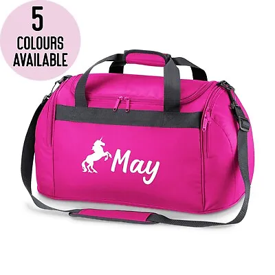 Personalised Name Unicorn Sports Holdall Bag School Dance Girls Sport Fitness • £20.99