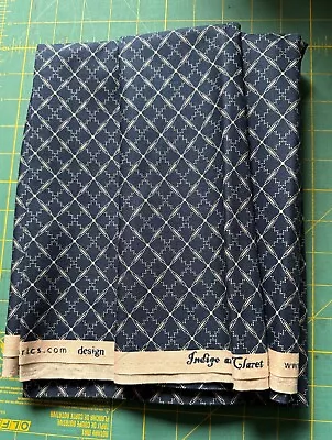 2 Yds; Marcus Fabrics' Indigo And Claret Cotton Fabric; 44 W; Preowned/Unused • $10