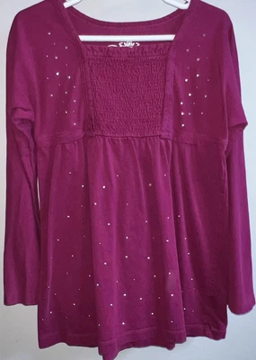 £4.85 • Buy Girls The Childrens Place Babydoll Rhinestone Tunic Top-Magenta-EUC-Size 5/6