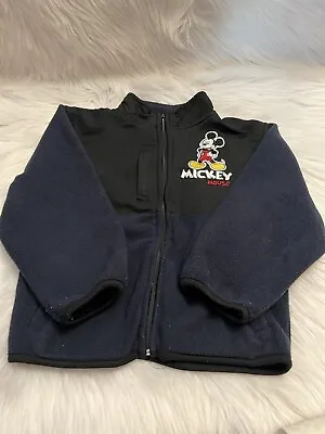 DISNEY MICKEY MOUSE Fleece Jacket Boys 4T Black.Pre-owed Son Outgrown It. • $17.79