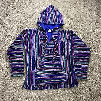 Unisex Mexican Poncho Hoodie Pullover Size Small Artesanias Sweater Multicolor • $15