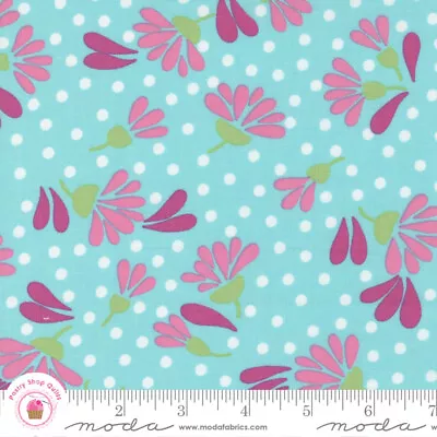 Moda PICNIC POP 22431 14 Aqua Blue Floral  ME & MY SISTER Quilt Fabric • $6.25