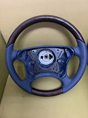 00'-02' M-Benz W210 E OEM Walnut Wood/ Leather Blue Steering Wheel Genuine • $369