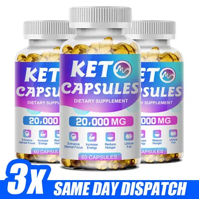 3 Bottles KETO BHB 2000mg PURE Ketone FAT BURNER Weight Loss Diet Pills Ketosis • $24.99