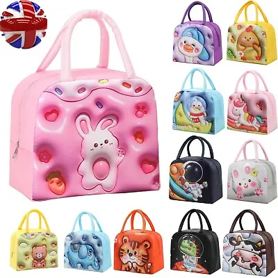 Kids Bento Bag 3D Cartoon Animal Pattern Thickened Handheld Insulated Lunch Box • £4.99