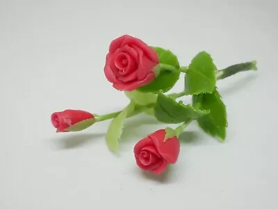 1 Pc Miniature Rose Flower Clay Dollhouse Handmade Decor 1:12 Scale #1 • $1.96