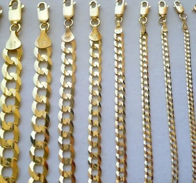 Cuban Link Chain 14k Solid Gold 2mm - 9.5mm Women S/men's Necklace Chain 16 -30  • $409.49
