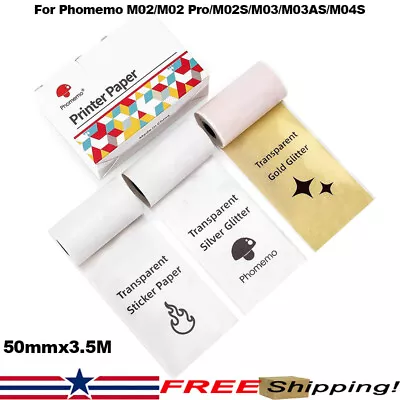 3 Rolls Phomemo 50mm Adhesive Transparent Gold Thermal Paper For M02/M02Pro/M02S • $9.99