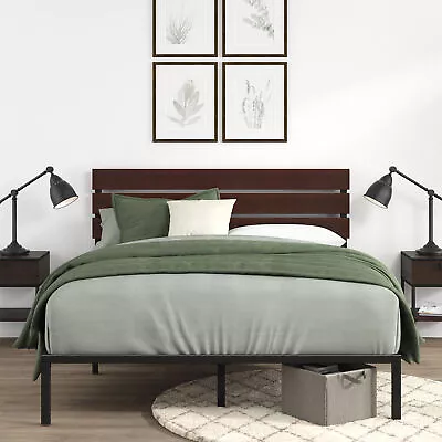 $199 • Buy Zinus Bed Frame Queen Size Base Mattress Platform Metal Bamboo FIGARI