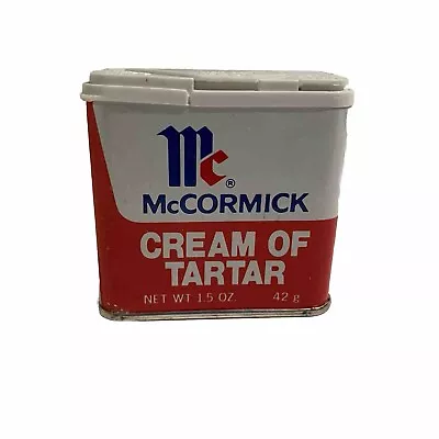 Vintage Mccormick Cream Of Tartar 1.5 Oz Spice Tin Metal W/ Plastic Lid 1977 • $3.95