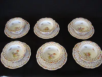 Antique Dresden Meissen Flowers Custard Ramekins Bowls Dishes • $219