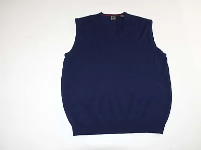 Jos. A. Bank Men's V-Neck Sweater Vest Medium Navy Blue Merino Wool Pullover M • $13.49