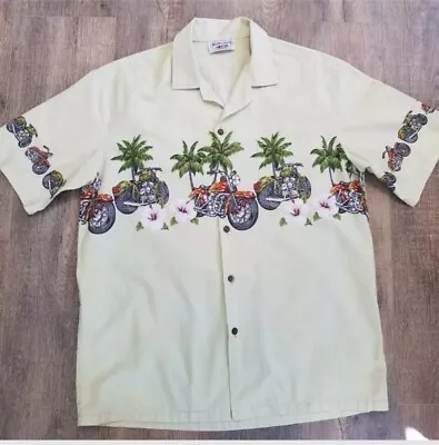 Pacific Legend Vintage Hawaiian Shirt Motorcycle Button Front Short Sleeve Large • $17.99