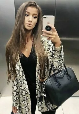 $51.90 • Buy ZARA Snakeskin Frock Long Blazer Jacket Coat Suit Animal Print Leopard Tailored