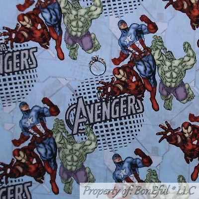 $10.80 • Buy BonEful FABRIC FQ Cotton Quilt Blue AVENGERS Red Captain America HULK Ironman US