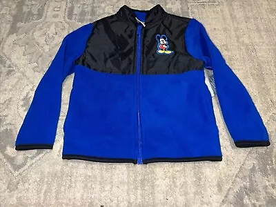 New Disney Store Boys Youth Sz 4 Mickey Mouse Fleece Jacket Blue Black Full Zip • $17.99